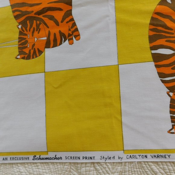 VTG Fat Cat Carleton Varney fabric Schumacher tabby kitty decorator material 1yd - Picture 2 of 15